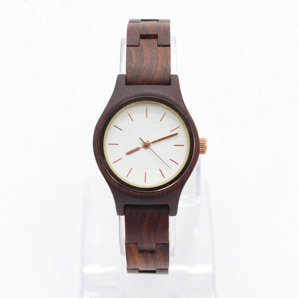 Red Sandalwood Womens Stainless Steel Watch Female Wooden Watches