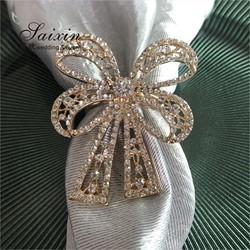 Anéis de guardanapo em forma de bowknot, de strass, trançados, de 12 8 6 4 décorações de mesa para festas de casamento