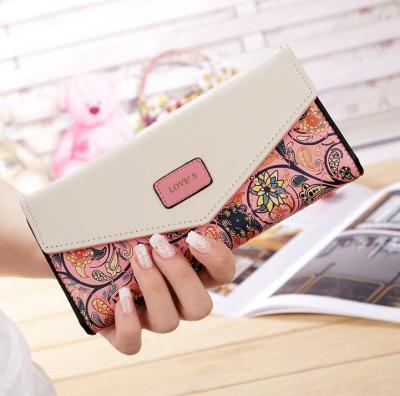 Floral new Korean Lingge hit color envelope clutch bag lady purse woman buckle