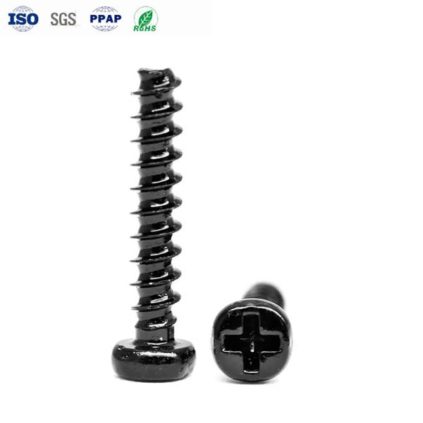 Tornos electrónicos personalizados de acero al carbono cabeza de la cacerola de Phillips Tornos de ranura electroplacados con zinc negro