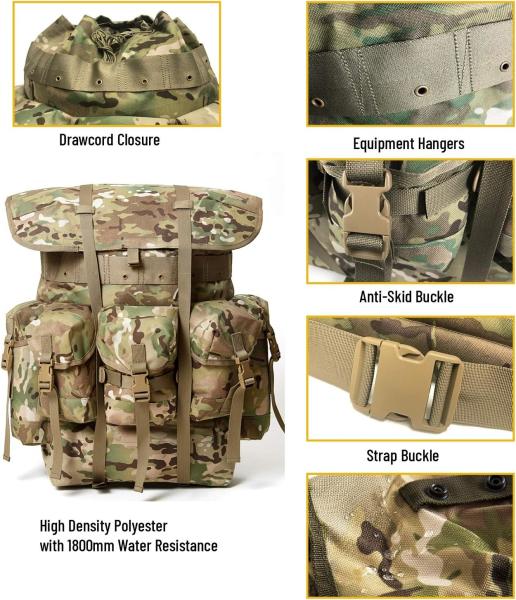 Hiking Waterproof Army Waist Rucksack, Military Pack Army Survival Combat Rucksack Backpack
