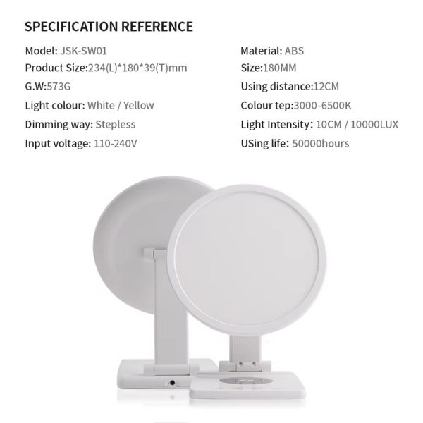 049 Kilogram Customizable Logo Wireless Charging Function Lamp 10000 Lux Led Daylight Sad Light Therapy Lamp Depression