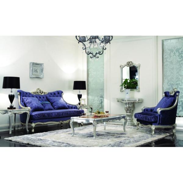 CAD 3D 3 Piece Luxury Living Room Furniture Modern Blue 3 2 1 Seater Velvet Sofa Sets