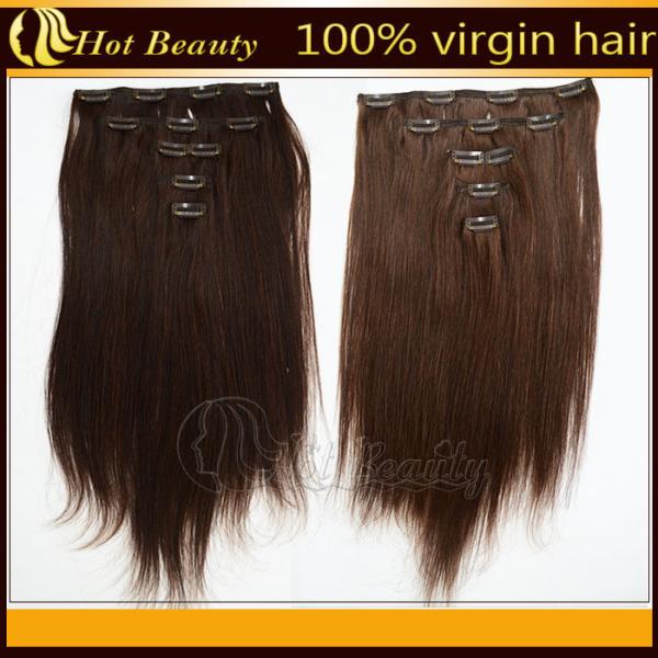 Straight Human Real Hair Clip In Hair Extensions no shedding for Thin Hair