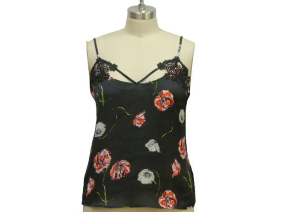 Neck Lace Casual Ladies Wear Floral Strappy Midi Dress Nightwear 100% Polyester Satin
