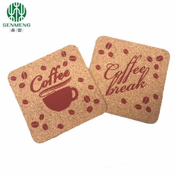 Custom Square Natural Hot Dishes Cork Placemats with Beautiful Printed Pattern
