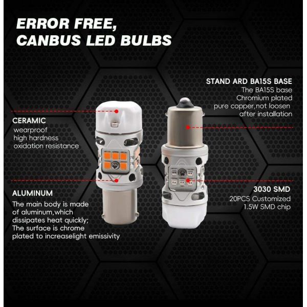Newest Innovative T3 Dual Color Switchback CANBUS LED Bulb 1157 BAY15D With 1200LM Anti Hyper Flash Amber Turn Signal Light and White DRL