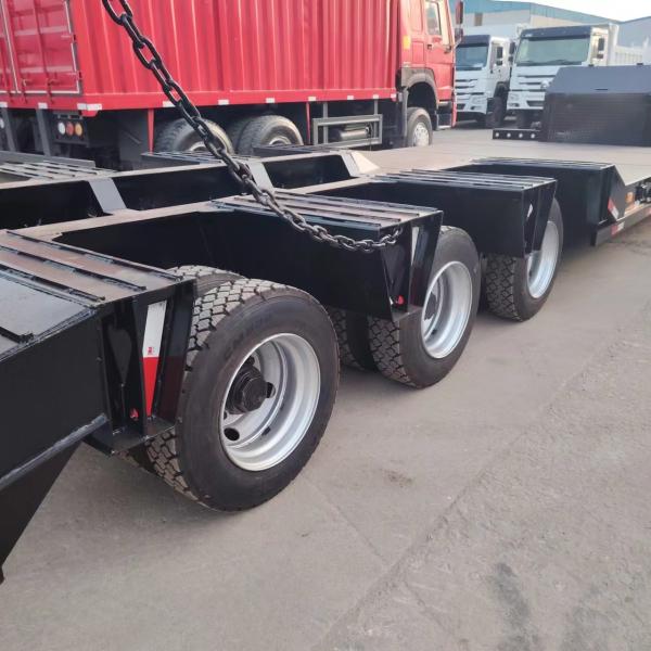 New 3 Axle Lowbed Trailer Transport Bulldozer Lowboy Gooseneck Semi Trailer With Mechanical Suspension