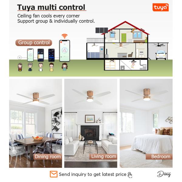 Design moderno 6 velocidades MDF lâminas Ventilador de teto Luz cor rosa-ouro e baixo perfil