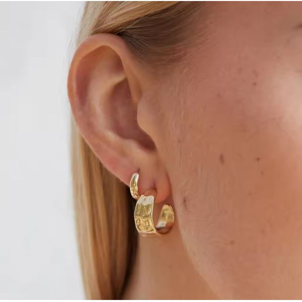 14K Gold Plumeria Full Hoop Earrings A Must-Have for Your Jewelry Collection