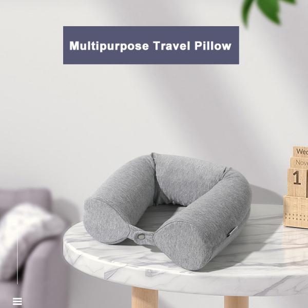 Polyester/Cotton Twist Memory Foam Travel Pillow for Airplane Neck Support 62*10*10CM