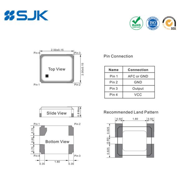 Les oscillateurs de cristal SMD TCXO avec taille 2016 26.000MHz 32.000MHz sortie d'onde sinusoïdale coupée ou CMOS pour GPS
