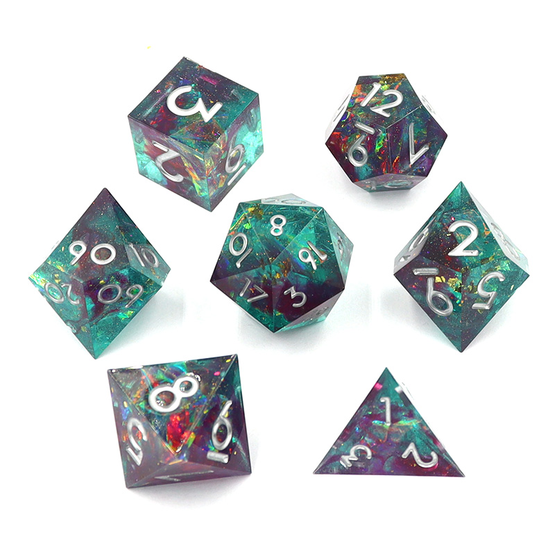 Custom Logo Liquid Core Resin Dice Set 14MM-20MM Polyhedral DND Dice for RPG Games