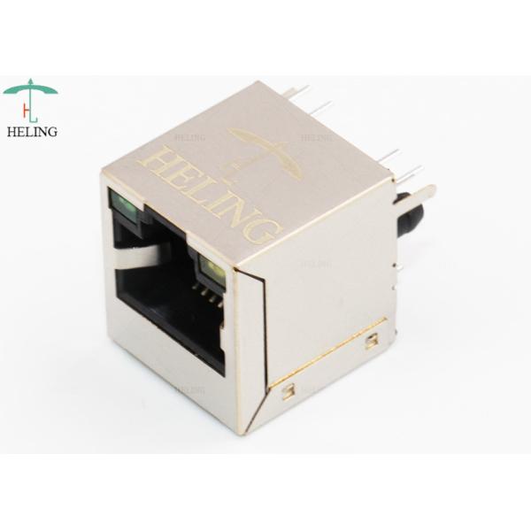 8P8C RJ45 Shielded Connector Vertical Type With LED Indicator Pipe
