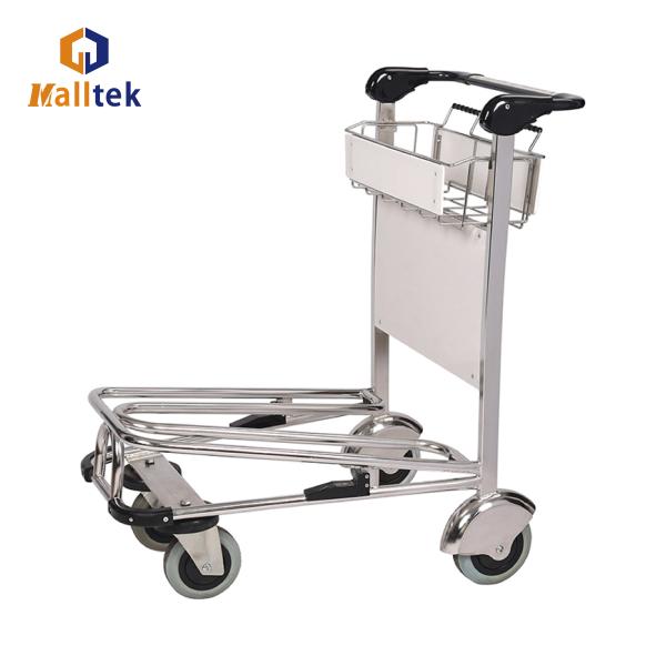 Charge de 250 kg de chariot d'aéroport en acier inoxydable 2 roues de niveau 4 avec freins