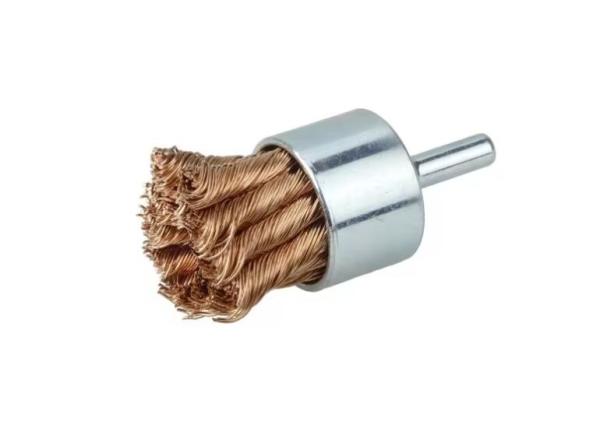 Solid Shank Copper Wire Knot End Brush 28mm OD for Rust Paint Removal