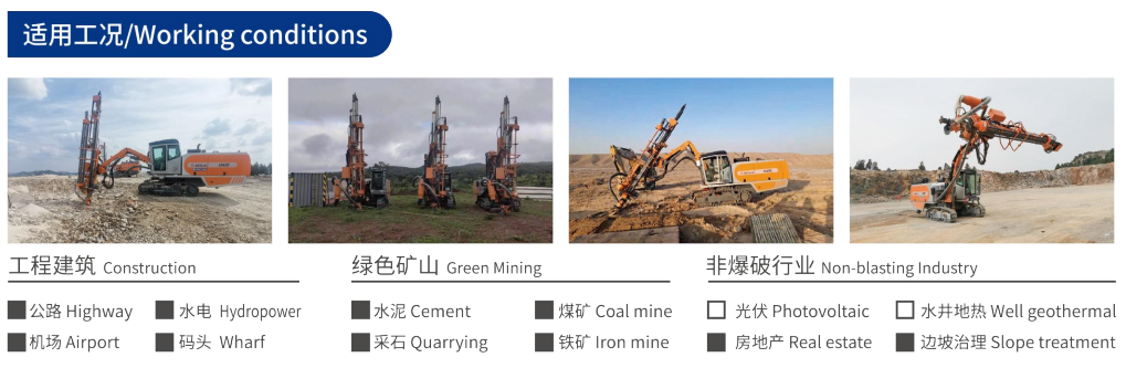 D435 Surface Integrated DTH Drill/Drilling Rig with 360° Rotating Mechanism of Foldable Booms