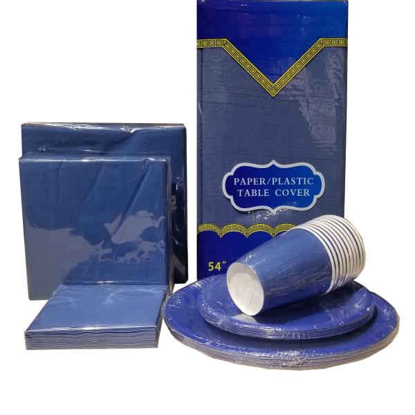 Solid Coloured Premium Paper Rectangular Tablecloth Plastic Lined Royal Blue