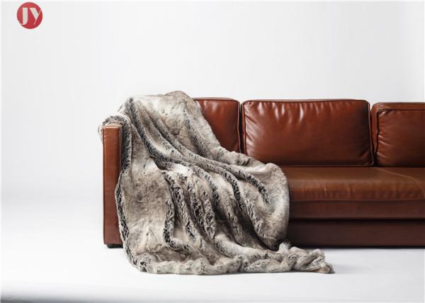 Soft classic Gray Faux Fur Blanket Chinchilla Stripes Throw Winter OEM/ODM Accepted
