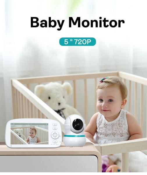 720P Wireless Baby Monitor with Pan Tilt Zoom and Night Vision