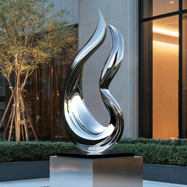 Custom Garden Sculpture Contemporary Flowing Abstract Stainless Steel Sculpture