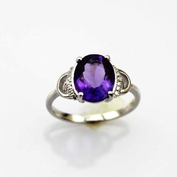 White Gold Plated Jewelry 925 Silver with Tanzanite Cubic Zircon Ring (R250)