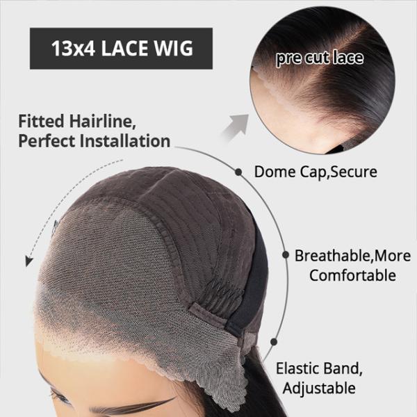 28inch Bone Straight Natural Black 13*4 Front Lace Wig Customized Human Hair Wigs
