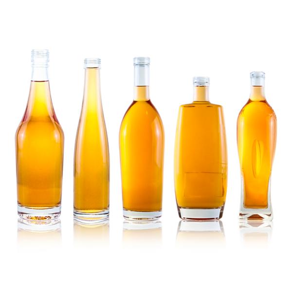 Embalaje de botellas de vidrio de 750 ml de brandy o whisky con diseño único y superficie de grabado ácido