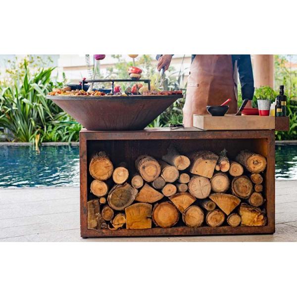 Rectangular Corten Steel Outdoor Fire Grill