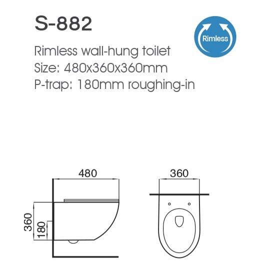 Bathroom Ceramic Golden Wall Hung Toilet Bowl Rimless