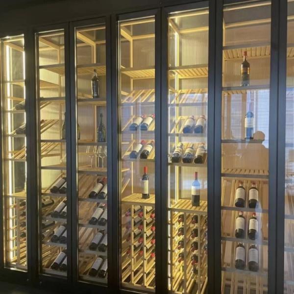 Black Metal Wine Cabinet Floor Standing Embedded Wine Locker