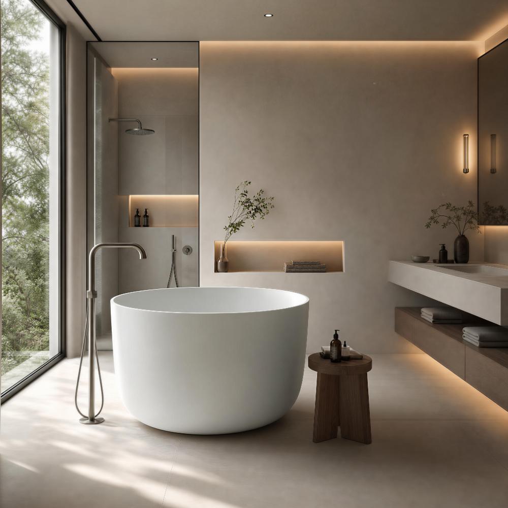 Modern Round Solid Surface petite Freestanding Bath Soaking Bathroom Sanitaries