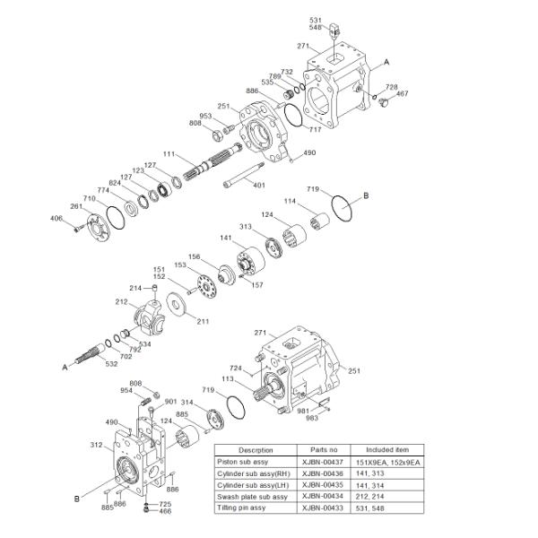 Main pump R130/140/150 hydraulic pump assembly for modern excavator 31N3-10010