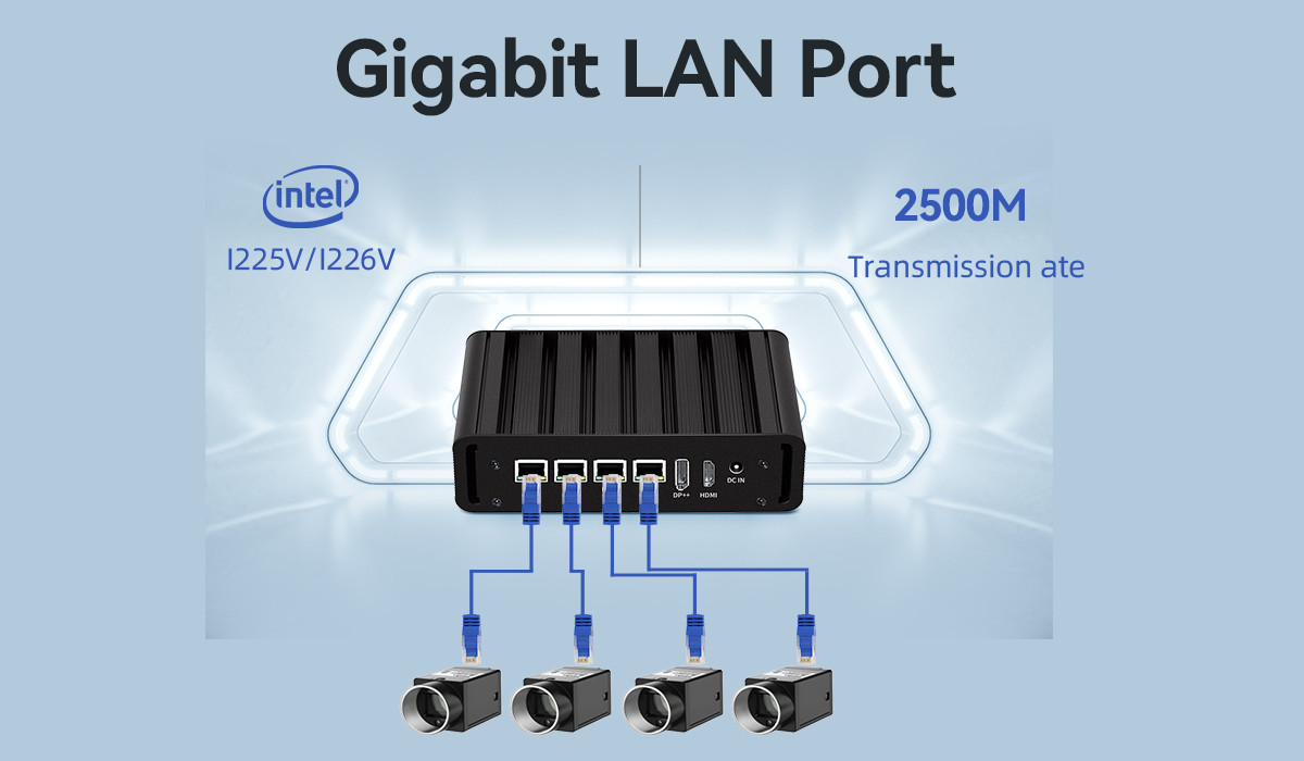 Intel N100 4 LAN Dual COM Industrial Mini Fanless PC с WIFI DDR4 16G оперативной памятью Windows Linux