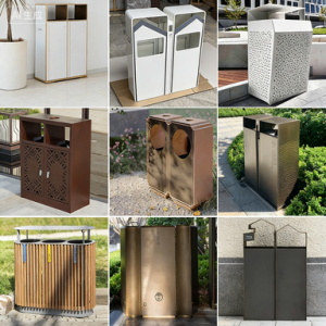 Premium Rust Resistant Stainless Steel Custom Trash Can with Non-slip Rubber Feet and Easy to Clean Design for Municipal Streets and Parks
