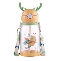 Taza de paja de plástico de 600 ml Botella de agua de plástico con paja a prueba de fugas