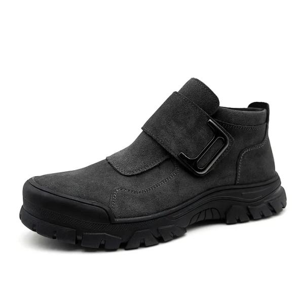 Suede Leather Non Lace Up Shoes Industrial Steel Toe Welding Shoes Anti Impact
