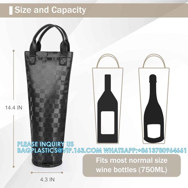 Single Wine Gift Tote Bag, Insulated Padded Thermal Wine Bottle Carrying Cooler Carrier For Travel, Picnic, Gift