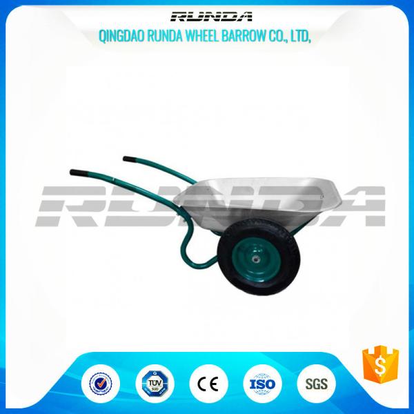 Galvanized Color Double Wheel Wheelbarrow 6CBF 1.2mm Tray Thickness 13.9kg