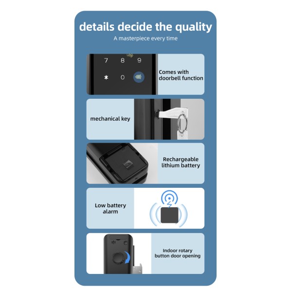 YAGU Smart Electric Lock Smart Wifi Digital Double Sliding Glass Door Handle Lock Tuya with Face Recognition Smart Lock