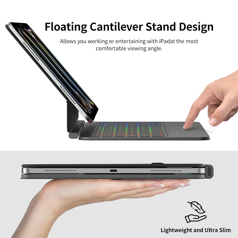 Premium Ultra-Slim Magnetic Keyboard Case Aluminum Lightweight Durable Multi-Touch Trackpad for iPad Pro 11