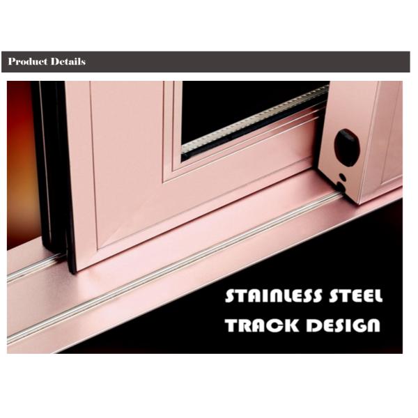 Golden Surface Aluminum Sliding Doors , Large Aluminium Sliding Doors ISO14001