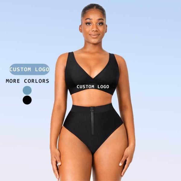 High Waist Slimming Two Pieces Womens Custom Swimsuit Bikini with Logo Hexin Custom