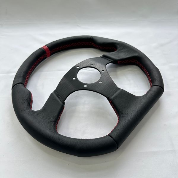Universal 320mm D Shaped Flat Rally Car Steering Wheel Black Leather For Drifting Vehicles