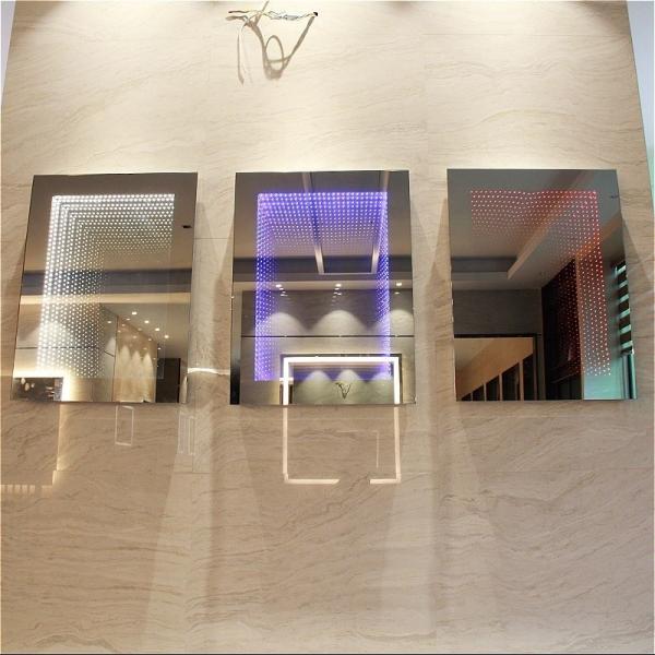 CE IP44 3D salle de bains LED miroir à l'infini avec bandes LED SMD 2835 remplaçables