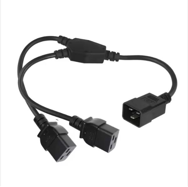 C20 to Dual C19 Power Splitter Cable, 250V 16A, Heavy Duty IEC Extension Cord for PDU, Server, Data Center Use