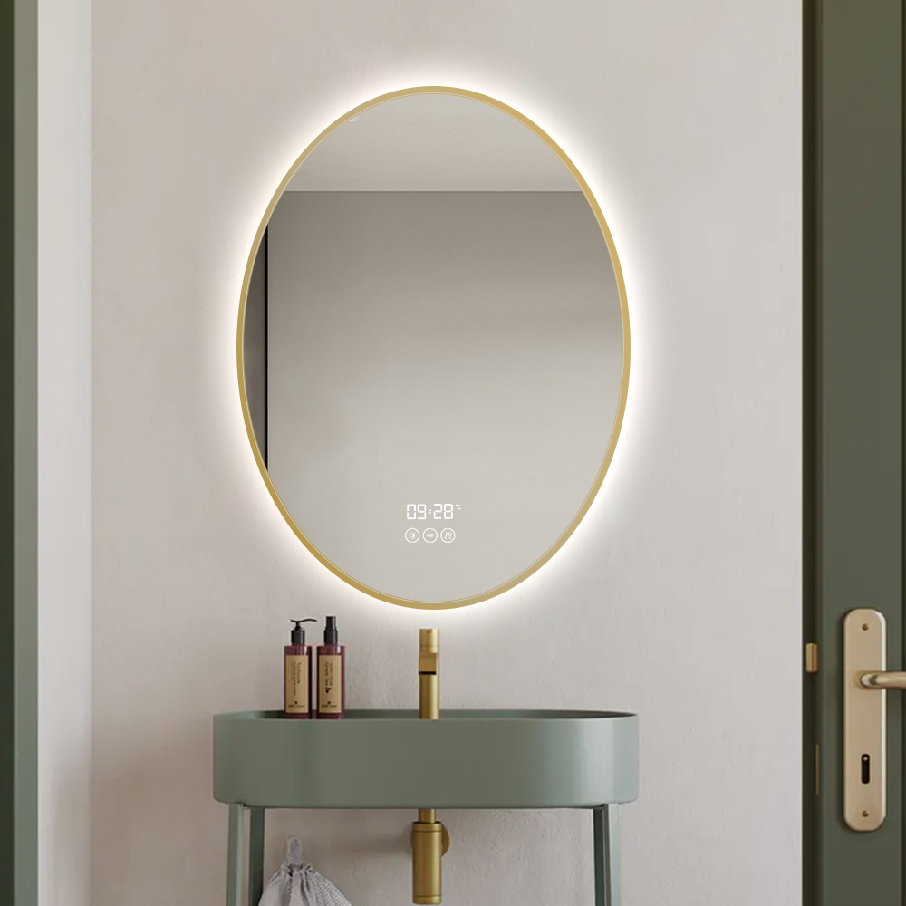 Oval Aluminum Alloy Framed IP44 Waterproof Dimming Light&Anti-fog Led Bathroom