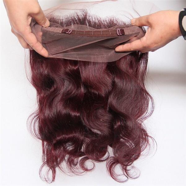 Guangzhou Wholesale 100% Human Hair Weaving Burgundy 99J#  Brazilian Virgin Hair Body Wave With 360 Full Lace Frontal