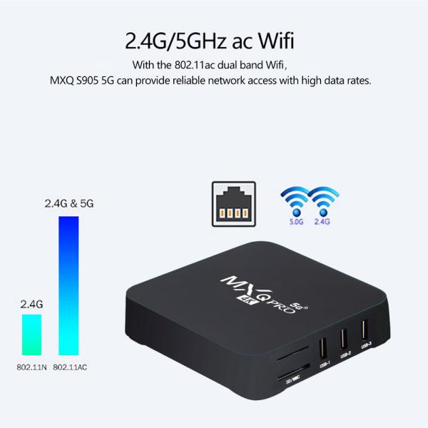 Набор медиа-проигрывателя MXQ обломока 2.4G 5G WiFi 4K Google Youtube ROM Amlogic S905W RAM 16GB коробки 2GB ТВ андроида 7,1 MXQ Pro умный