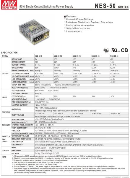 High quality meanwell  NES-50-12 12V 4.2A meanwell NES-50 12V 50.4W Single Output Switching Power Supply